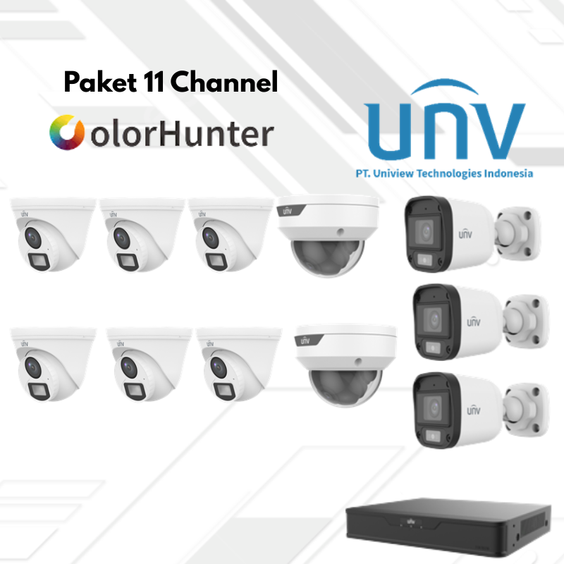 Paket CCTV UNV Full Color 11 Channel