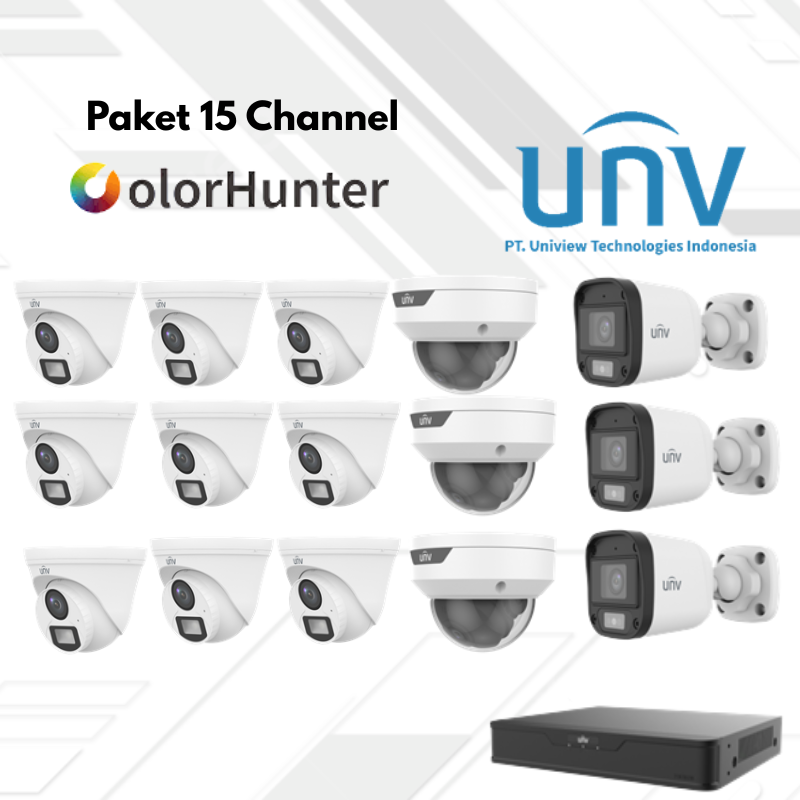 Paket CCTV UNV Full Color 15 Channel