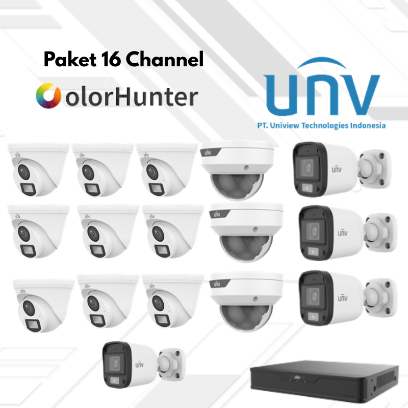 Paket CCTV UNV Full Color 16 Channel