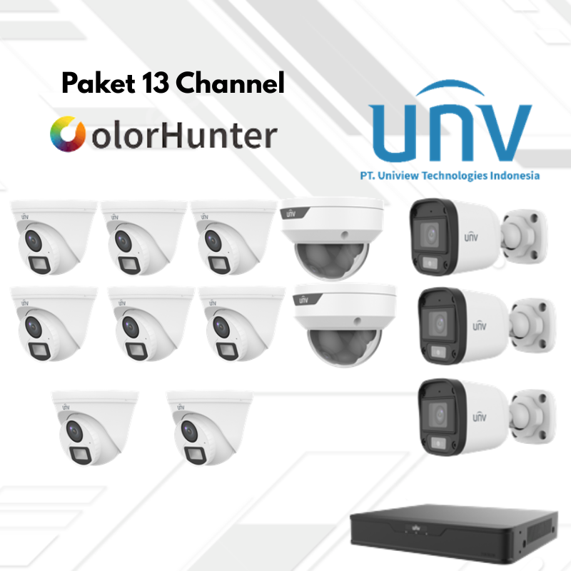 Paket CCTV UNV Full Color 13 Channel