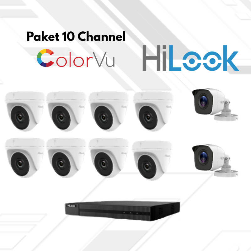 Paket CCTV HiLook FullColor 10 Channel