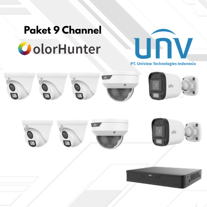 Paket CCTV UNV Full Color 9 Channel