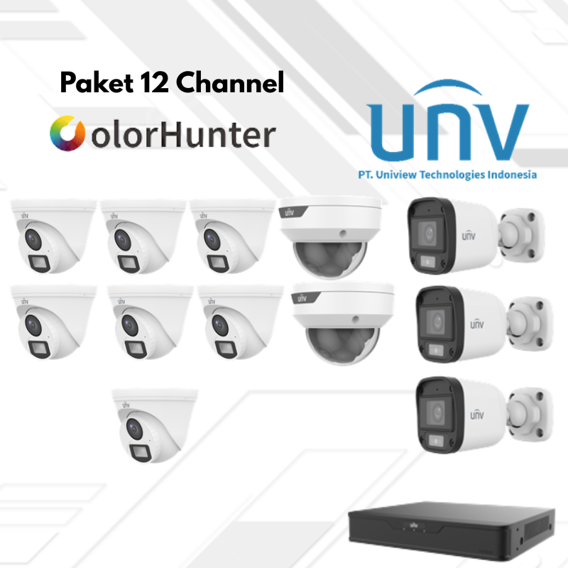 Paket CCTV UNV Full Color 12 Channel